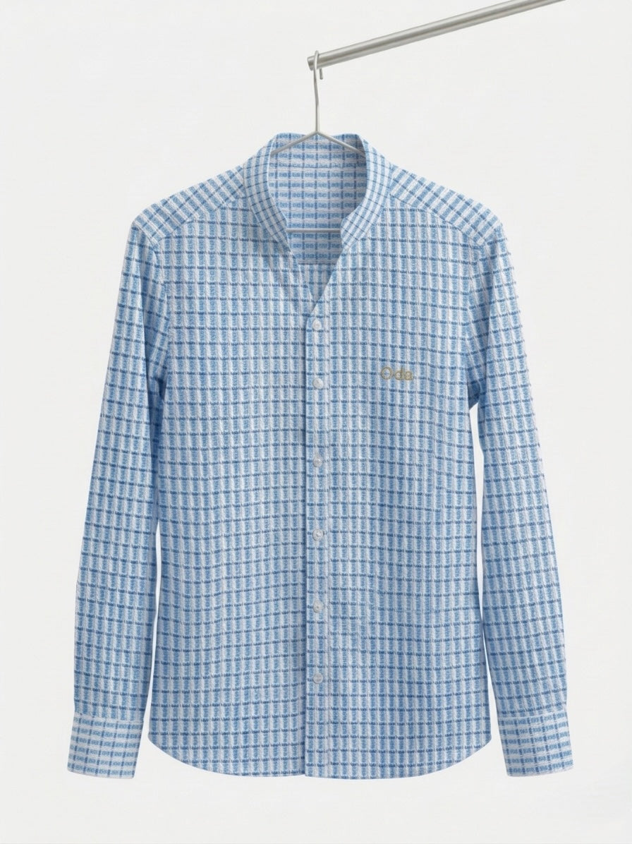 Oda Signature Shirt – Blue Textured Check