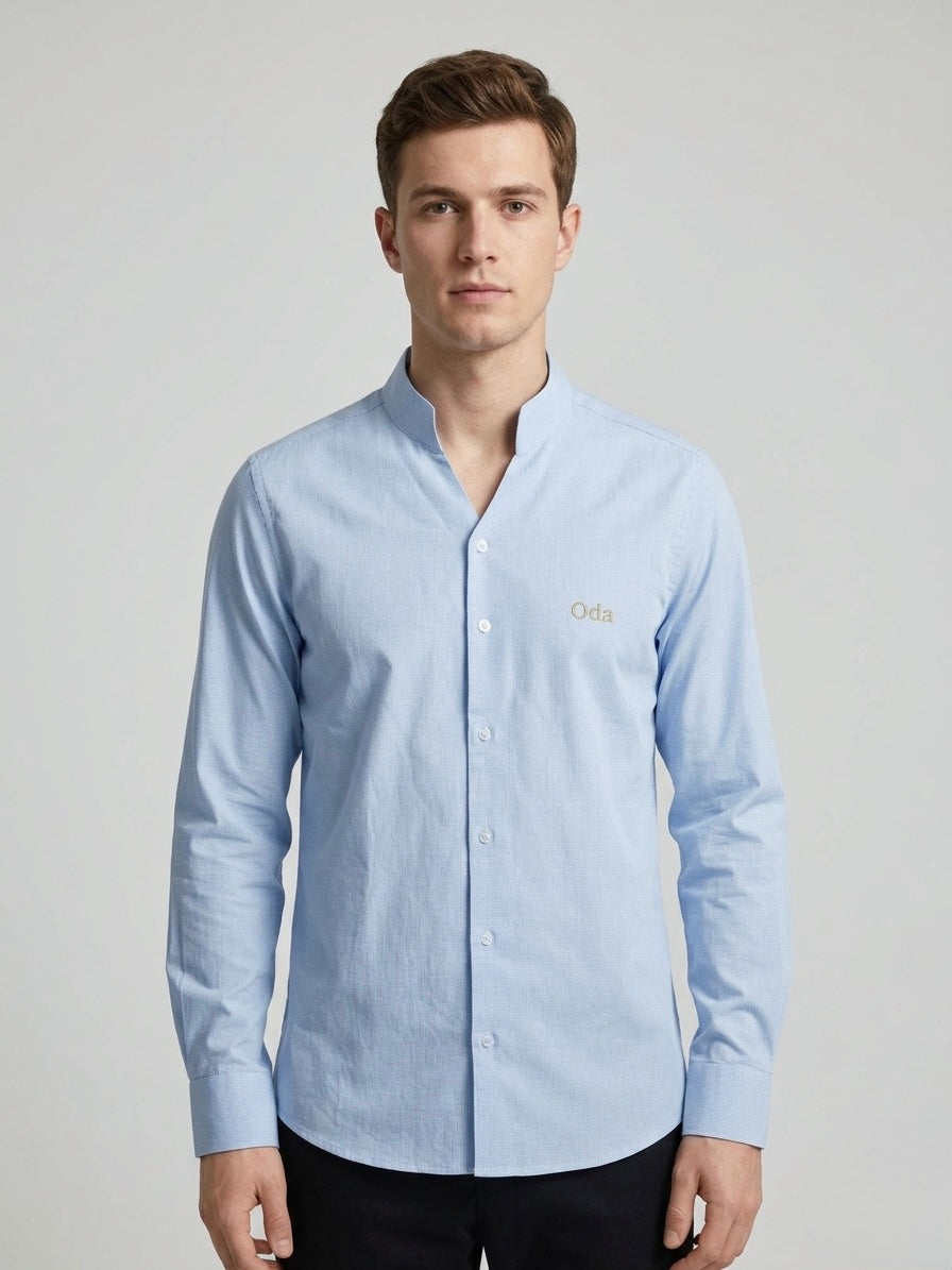 The Signature Essential – Light Blue Mandarin Collar